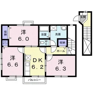 ソレイユ・シャルマンA棟【2階】の間取り
