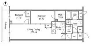 プライムガーデン若木【4階】の間取り
