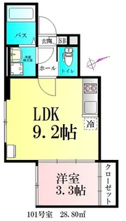 シャイニングパレス宮城野原【1階】の間取り