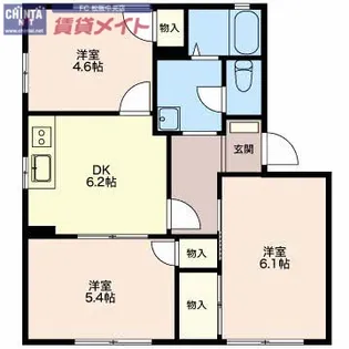 コーポフレグランス D棟【1階】の間取り