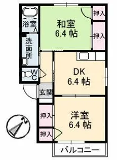 2DKの間取り画像