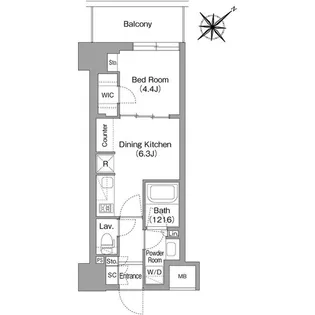東京都港区三田3【マンション】の間取り