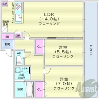 ラディア山鼻【2階】の間取り