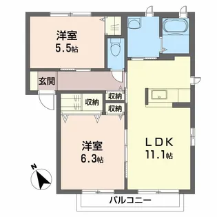 パークハウス北島 B棟【2階】の間取り