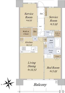 シティハウス小金井公園 A棟【3階】の間取り