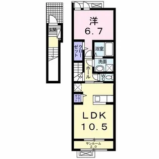 サンライズB【2階】の間取り