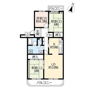 URパークタウン若宮【4階】の間取り
