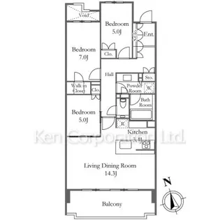 ハイコート山手パレ244北【3階】の間取り