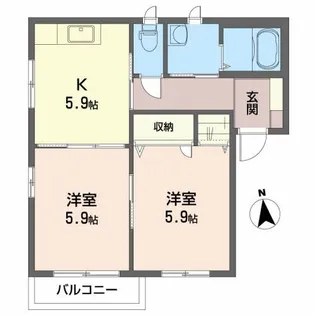 モントレー若宮 B【2階】の間取り