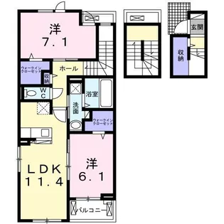オリバー・ウッド【3階】の間取り