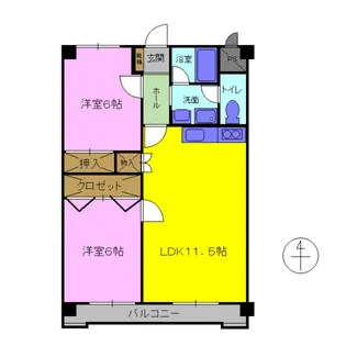 パレロワイヤル2【6階】の間取り