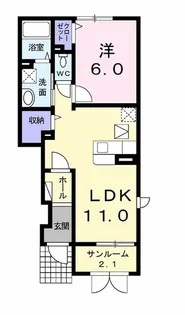 ヒルズ・ビラA【1階】の間取り