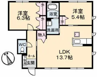 ウィンド ハウス A棟【1階】の間取り