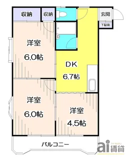 パレソーカル【1階】の間取り