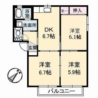 カーレントティエラ C棟【2階】の間取り