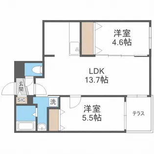 ブランシャールKT&Y麻生【2階】の間取り