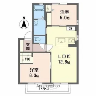 ドゥアムール A【2階】の間取り