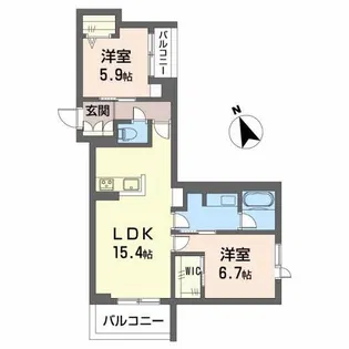 グランキューブ中井【2階】の間取り