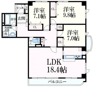 メインステージ芦屋山手【3階】の間取り