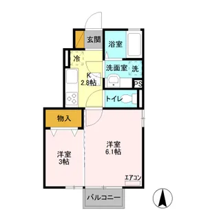 スプリングウィンド B【1階】の間取り