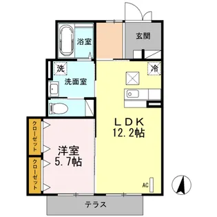 ザ・パーシモンB【1階】の間取り
