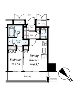レフィール築地レジデンス【2階】の間取り