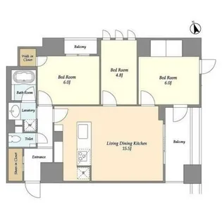 KDXレジデンス八丁堀【6階】の間取り