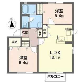 コーラルタウンE【1階】の間取り