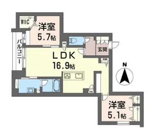 ゼフィールメゾン二俣川II【2階】の間取り