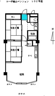 コーポ麓山マンション【2階】の間取り