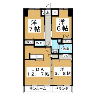 サン・クリスティ泉【5階】の間取り