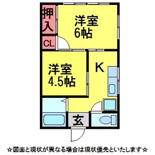 京須アパート【1階】の間取り