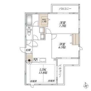 ヒンメルブラウ芦花公園【2階】の間取り