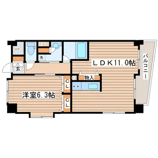 ベルシャンブル市名坂【6階】の間取り