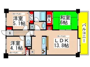 グリ-ンパ-ク船橋【5階】の間取り
