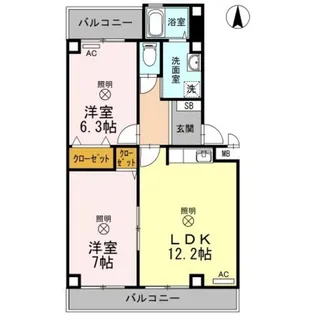 Twin Casa II棟【3階】の間取り