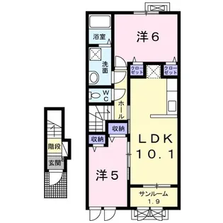 セルサス荒山B棟【2階】の間取り
