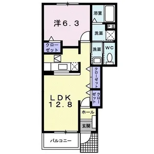 メゾン・アリコヴェール【1階】の間取り
