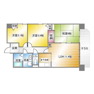 奈良県奈良市七条町【マンション】の間取り