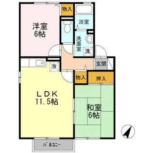 サンスカイ三城B【2階】の間取り