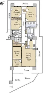 ルイシャトレ堺・光明池【1階】の間取り