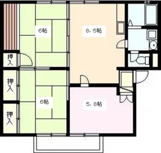 グリーンタウンへさか B【2階】の間取り