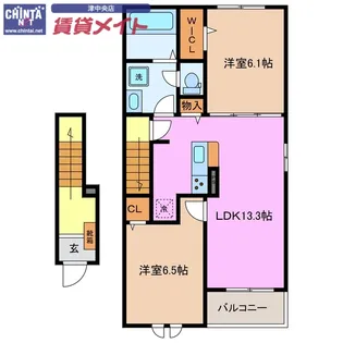 シェルト クレーテ津 B【2階】の間取り