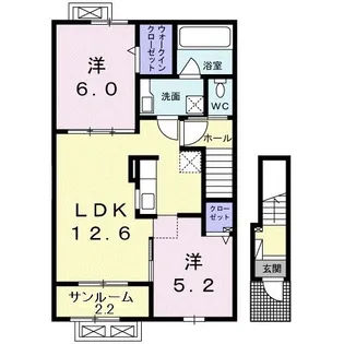 スピアージャ アン フィーメA【2階】の間取り