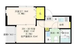 ハーモニーテラス東金町VII【2階】の間取り