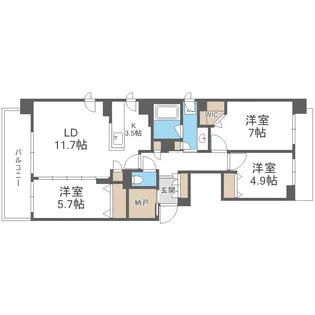 ル・コルヌイエ山鼻【3階】の間取り