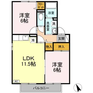 グランディール B棟【2階】の間取り