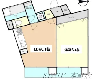 エルブ西長堀【8階】の間取り