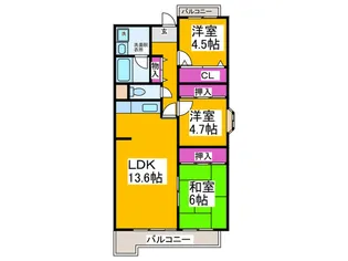 ドミール有住・光明池【1階】の間取り