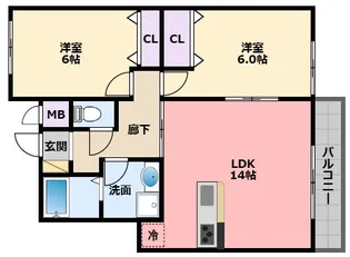 サンコート夙川【2階】の間取り